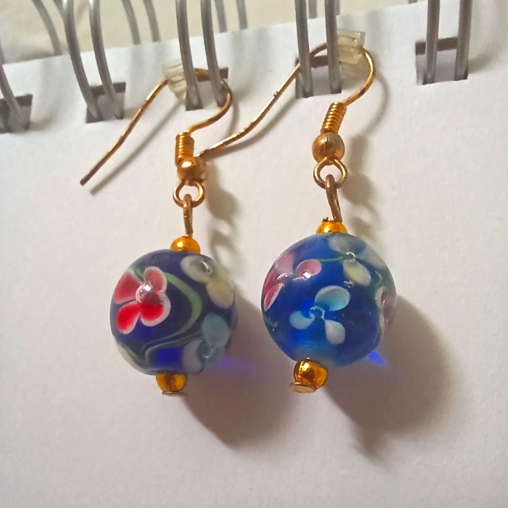 Glass Bead Drop Earrings (Handmade!)